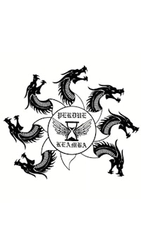 a black and white image of a group of dragons on a white background